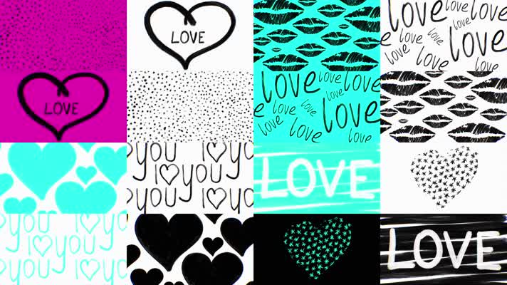 4组快节奏情歌桃心涂鸦快闪