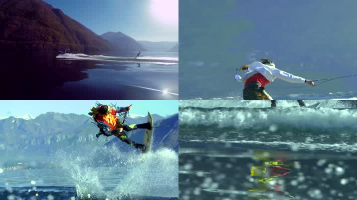 极限运动冲浪特技精彩瞬间慢镜头