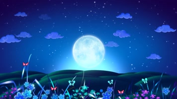 卡通月夜蝴蝶飞舞满月中秋