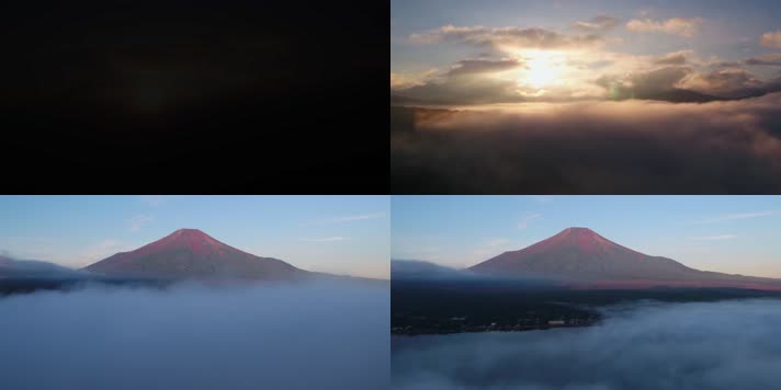 4k日本富士山云海日出清晨美景