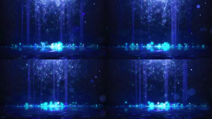 4K梦幻蓝色粒子光线舞台背景循环