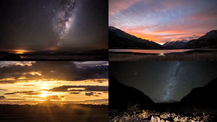 4K智利西班牙瑞士大自然日出日落星空美景