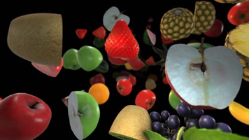 广告机三维水果飞舞带通道