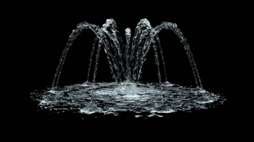 三维流体喷泉水柱（带音效循环通道）