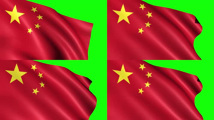 4K绿屏中国五星国旗