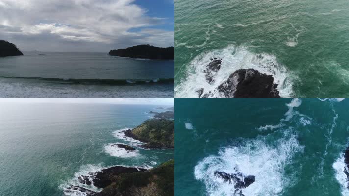 4K航拍新西兰罗素海岸线风光