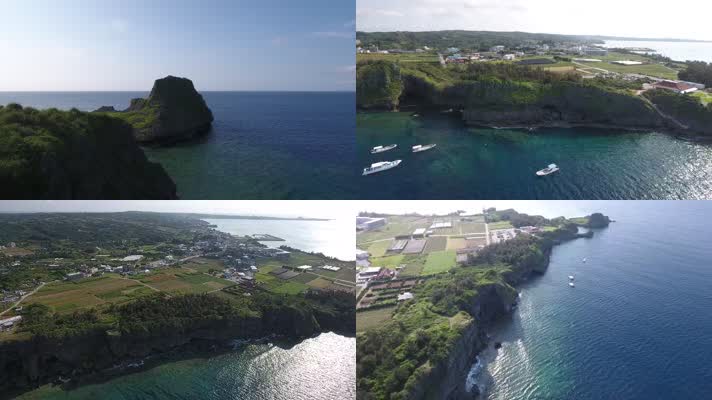 4K航拍日本冲绳海岛海岸线风光