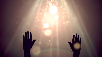 上帝祈祷金色光线粒子背景