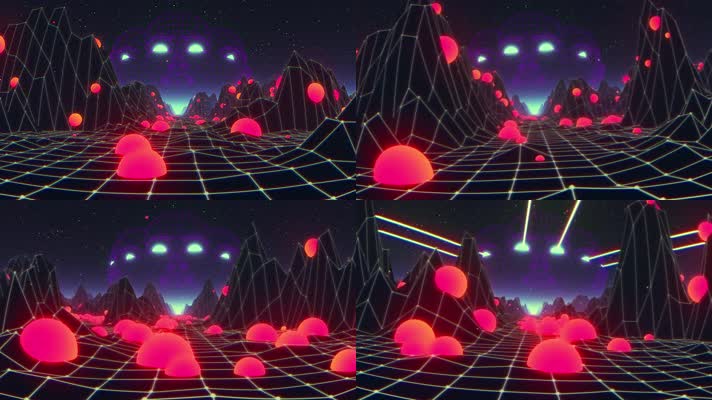 4K炫酷线框山体穿梭人头眼睛激光视频