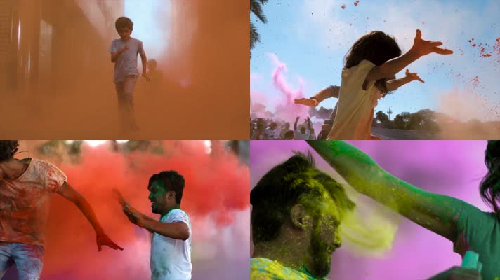 4K绚丽色彩时尚节日庆祝狂欢慢动作