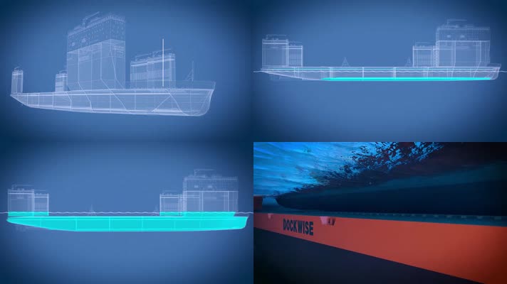 三维动画轮船试水吃水深度