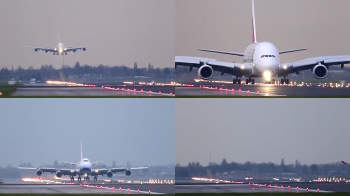 A380客机机场跑道降落