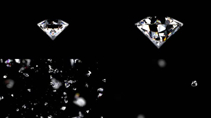 特效钻石破碎宝石水晶珠宝碎块视频