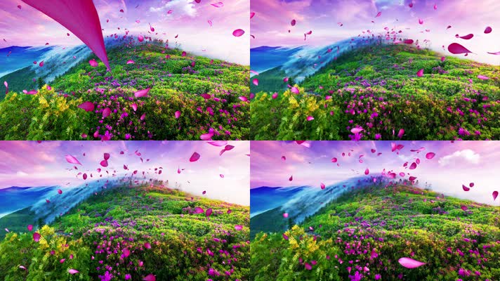 春天漫山花朵飘飞婚礼晚会演艺背景