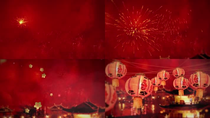 喜庆中国红古楼灯笼视频素材