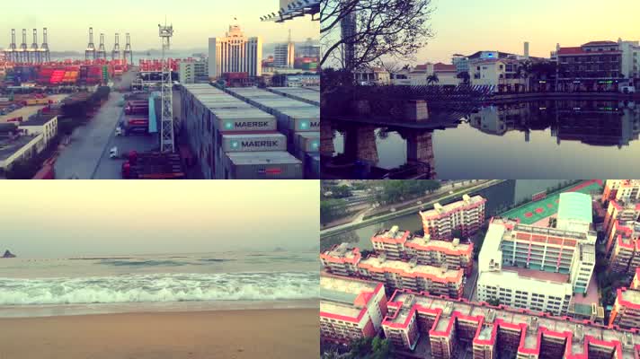 中国深圳城市码头港口沙滩高清拍摄