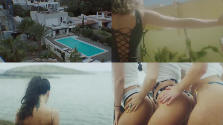 别墅泳池性感比基尼派对