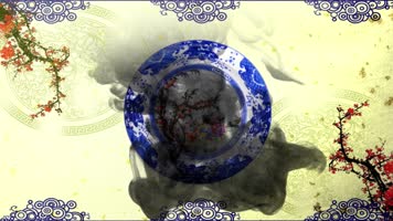 中国风青花瓷古典水墨瓷器扇子