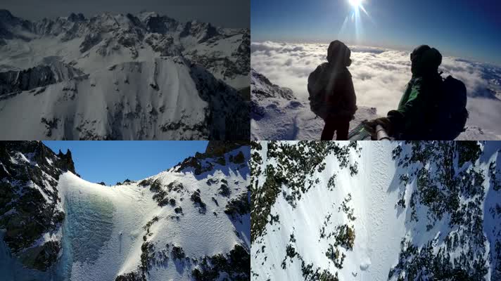 冬季户外雪山极限运动探险滑雪冲浪