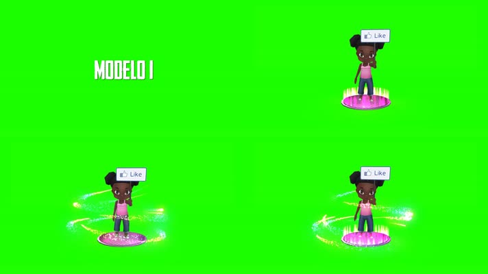 卡通粒子女孩举牌特效抠像