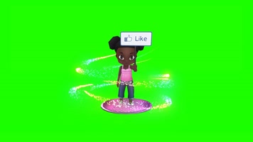 卡通粒子女孩举牌特效抠像