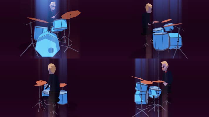 卡通音乐鼓手架子鼓