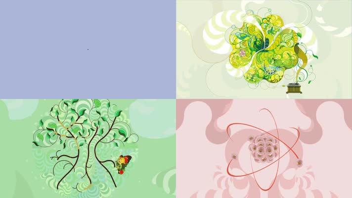  时尚花纹图案大雁蜻蜓蝴蝶留声机