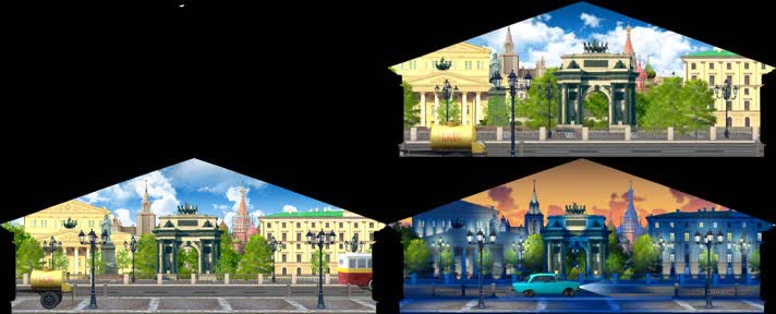 全息抽象卡通城市建筑投影3dmappi