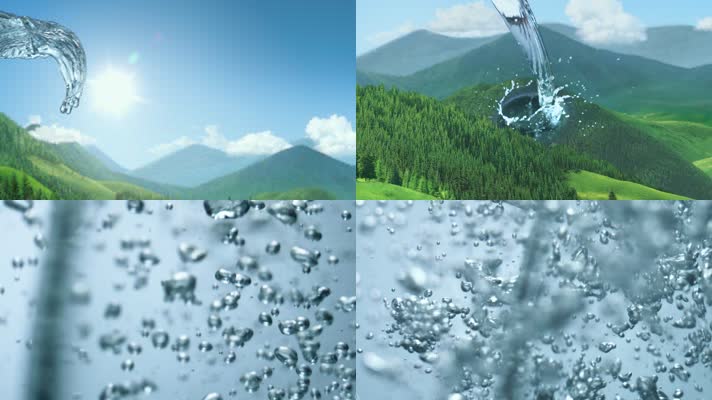 大自然纯净水滴气泡山泉水广告
