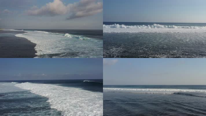 大海海浪浪花近距离4k航拍视频