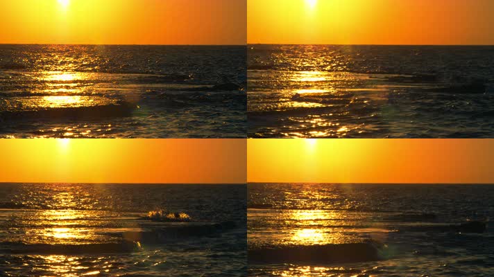 最美的夕阳下平静大海