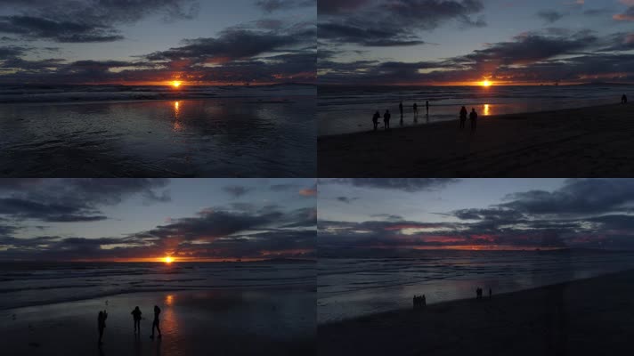 大海夕阳海滩日落