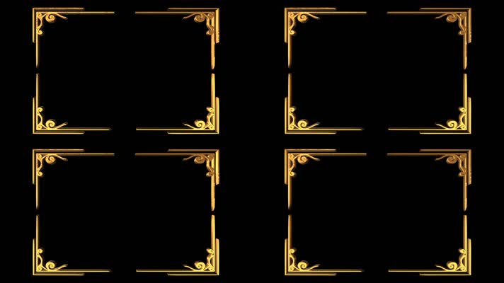 透明通道金色边框视频素材