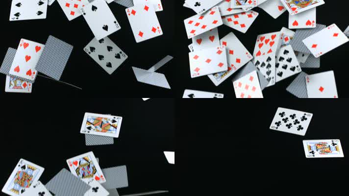 慢动作扑克牌下落