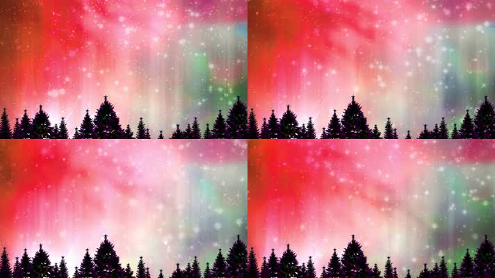 [4K]神奇魔幻圣诞森林粒子漂浮运动渲染天空