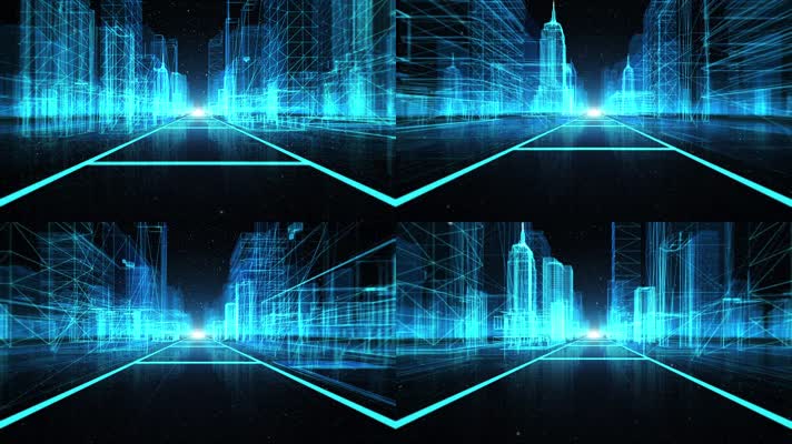 光影城市虚拟科技网络城市穿梭