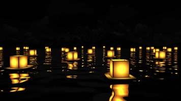 唯美水上花灯祈福合成
