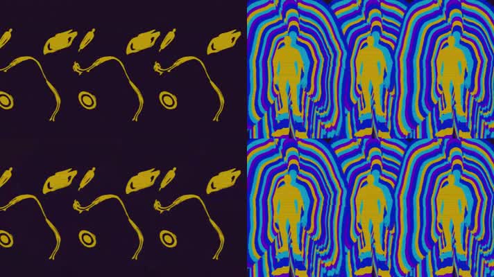 彩色时尚人物重影扭曲vj酒吧视频