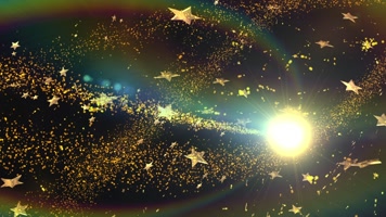 璀璨大气光效光束粒子飞舞五角星漂浮渲染场 璀璨大气光效光束粒子飞舞五角星漂浮渲染场