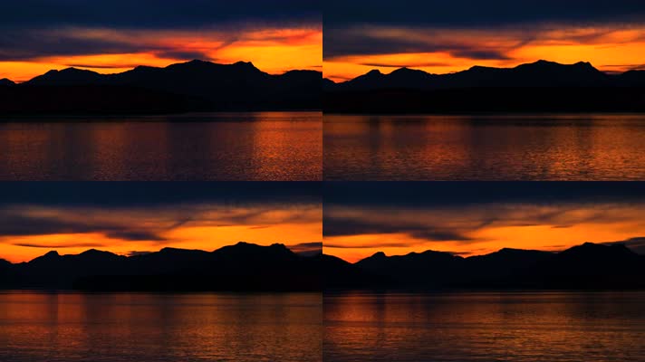 橙色夕阳海面延时拍摄