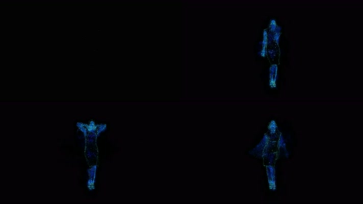 蓝色粒子美女舞蹈歌唱合成