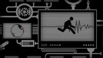 抽象图形城市卡通人穿梭创意