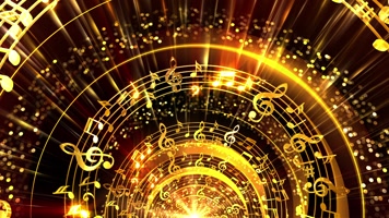 大气金色音符拱门晚会背景