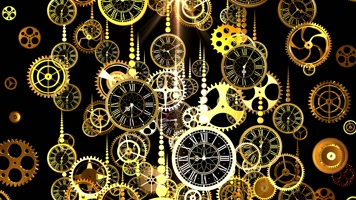 金色钟表下落时间流失唯美