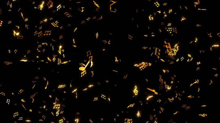 金色三维音符通道循环