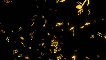 金色三维音符通道循环