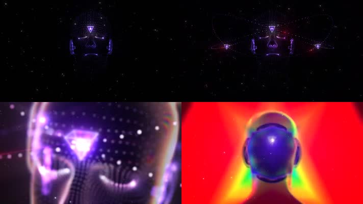 意境粒子人头星座迷幻穿梭