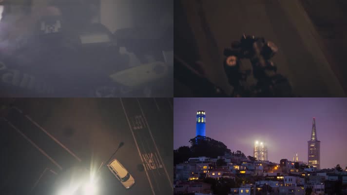 摄影师拍摄旧金山城市夜景
