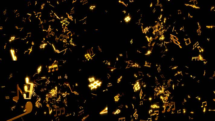 原版三维金色唯美音符循环通道