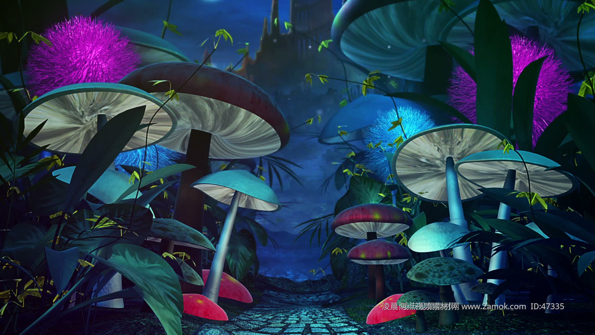 蘑菇梦幻森林舞台背景,粒子背景舞台背景下载,高清3840X2160视频素材下载,凌晨两点视频素材网,编号:171504